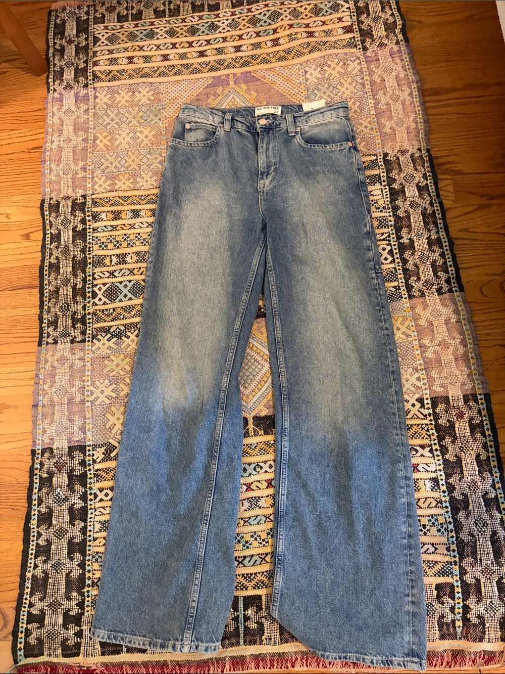 Free People Classic Baggy High-rise Straight Blue Jeans